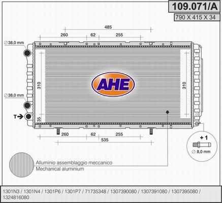 AHE 109.071/A - Radiateur, refroidissement du moteur cwaw.fr