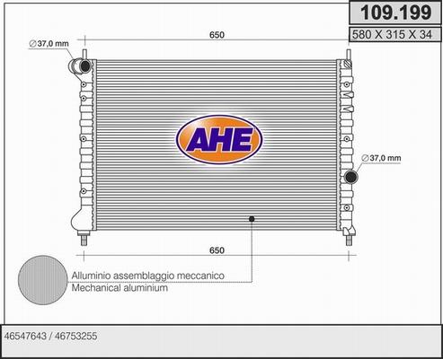 AHE 109.199 - Radiateur, refroidissement du moteur cwaw.fr