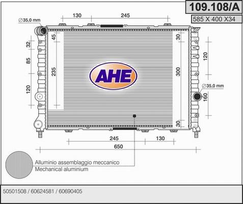 AHE 109.108/A - Radiateur, refroidissement du moteur cwaw.fr