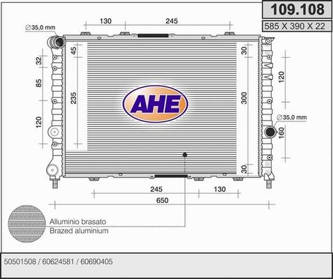 AHE 109.108 - Radiateur, refroidissement du moteur cwaw.fr