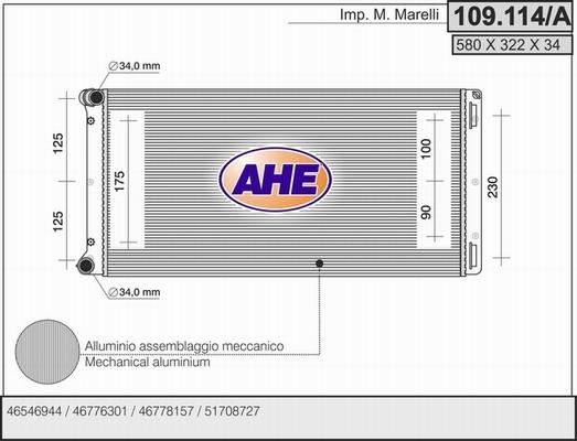 AHE 109.114/A - Radiateur, refroidissement du moteur cwaw.fr