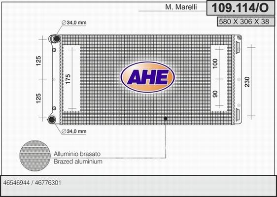 AHE 109.114/O - Radiateur, refroidissement du moteur cwaw.fr