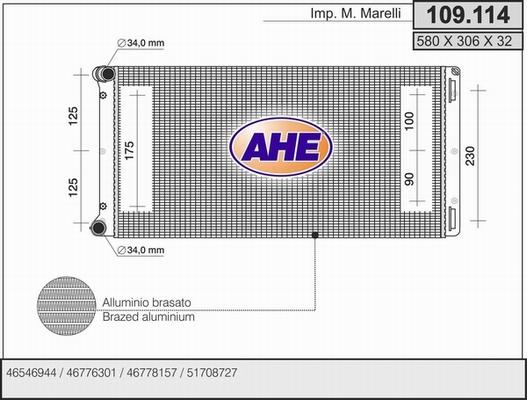 AHE 109.114 - Radiateur, refroidissement du moteur cwaw.fr