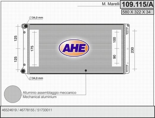 AHE 109.115/A - Radiateur, refroidissement du moteur cwaw.fr