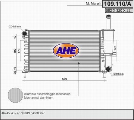 AHE 109.110/A - Radiateur, refroidissement du moteur cwaw.fr