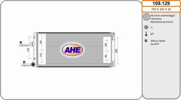 AHE 109.129 - Radiateur, refroidissement du moteur cwaw.fr