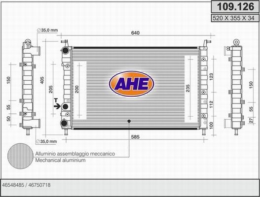 AHE 109.126 - Radiateur, refroidissement du moteur cwaw.fr