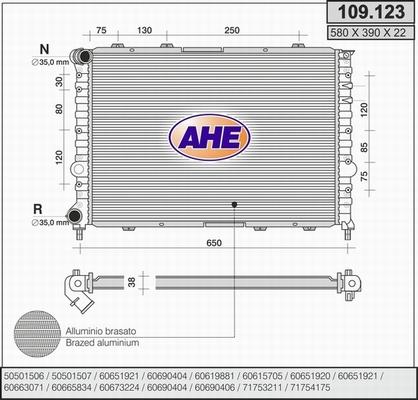 AHE 109.123 - Radiateur, refroidissement du moteur cwaw.fr