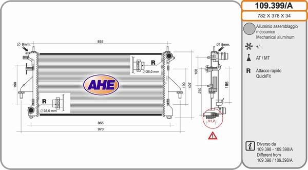 AHE 109.399/A - Radiateur, refroidissement du moteur cwaw.fr