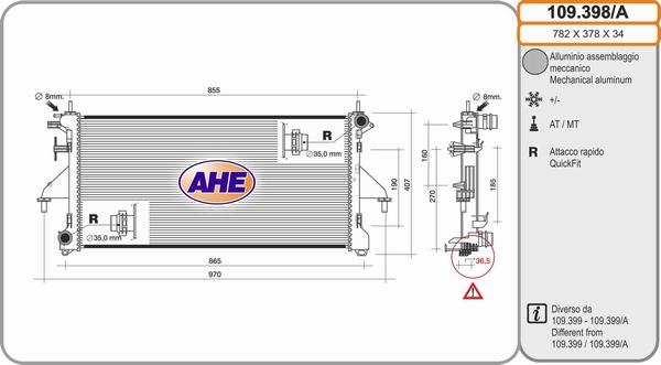 AHE 109.398/A - Radiateur, refroidissement du moteur cwaw.fr