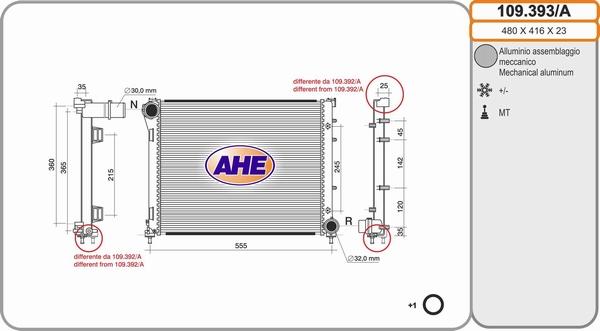 AHE 109.393/A - Radiateur, refroidissement du moteur cwaw.fr