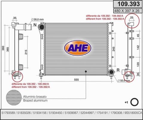 AHE 109.393 - Radiateur, refroidissement du moteur cwaw.fr