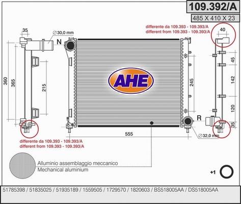 AHE 109.392/A - Radiateur, refroidissement du moteur cwaw.fr