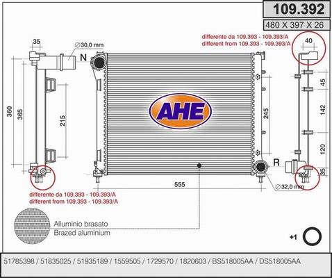 AHE 109.392 - Radiateur, refroidissement du moteur cwaw.fr