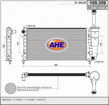 AHE 109.359 - Radiateur, refroidissement du moteur cwaw.fr