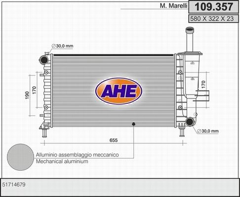 AHE 109.357 - Radiateur, refroidissement du moteur cwaw.fr