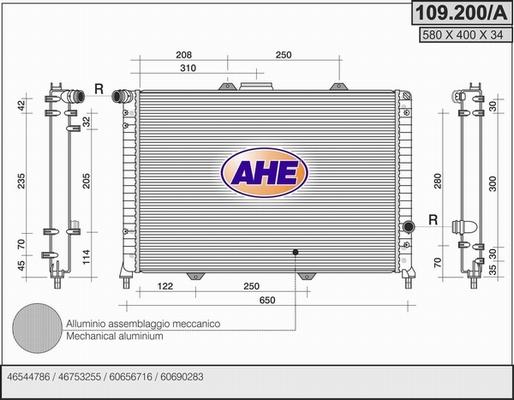 AHE 109.200/A - Radiateur, refroidissement du moteur cwaw.fr