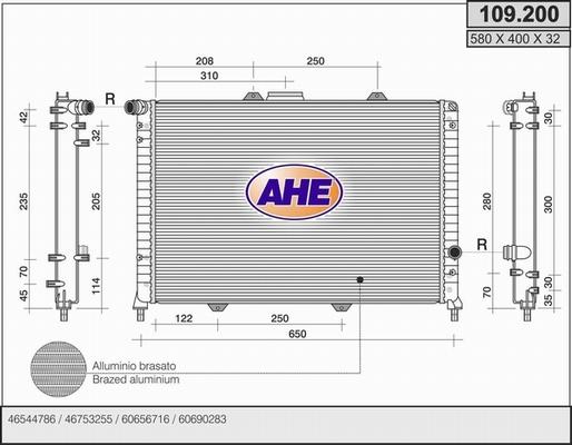 AHE 109.200 - Radiateur, refroidissement du moteur cwaw.fr