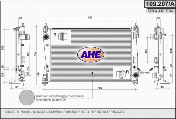 AHE 109.207/A - Radiateur, refroidissement du moteur cwaw.fr