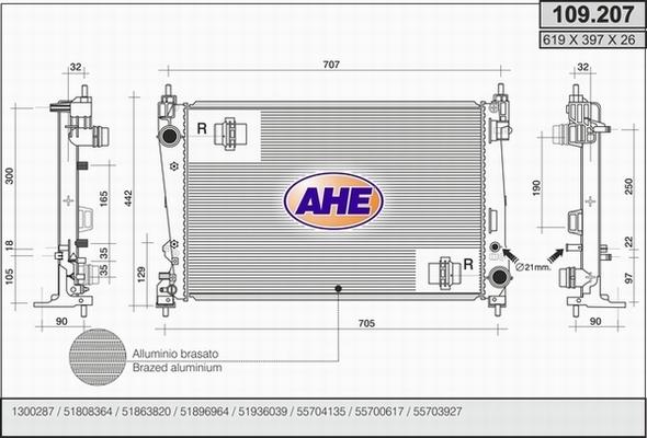 AHE 109.207 - Radiateur, refroidissement du moteur cwaw.fr