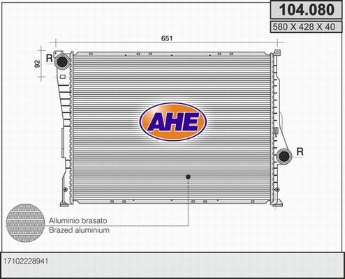 AHE 104.080 - Radiateur, refroidissement du moteur cwaw.fr