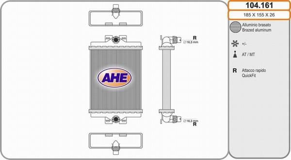 AHE 104.161 - Radiateur, refroidissement du moteur cwaw.fr