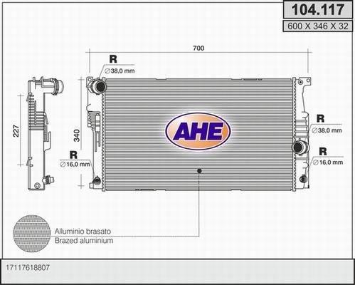 AHE 104.117 - Radiateur, refroidissement du moteur cwaw.fr