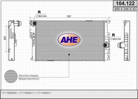 AHE 104.122 - Radiateur, refroidissement du moteur cwaw.fr