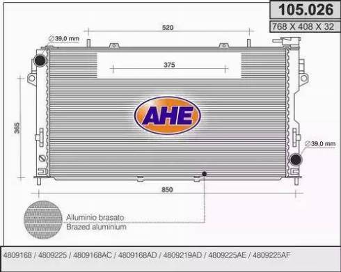 AHE 105.026 - Radiateur, refroidissement du moteur cwaw.fr