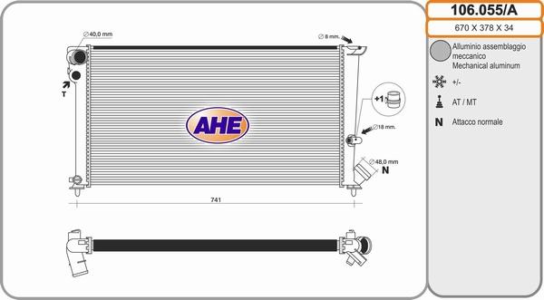 AHE 106.055/A - Radiateur, refroidissement du moteur cwaw.fr