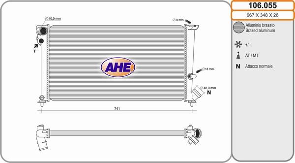 AHE 106.055 - Radiateur, refroidissement du moteur cwaw.fr