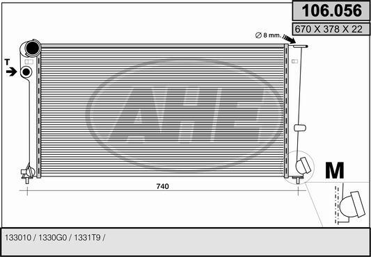 AHE 106.056 - Radiateur, refroidissement du moteur cwaw.fr