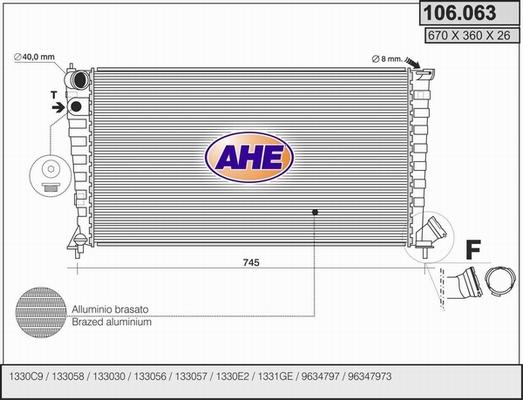 AHE 106.063 - Radiateur, refroidissement du moteur cwaw.fr