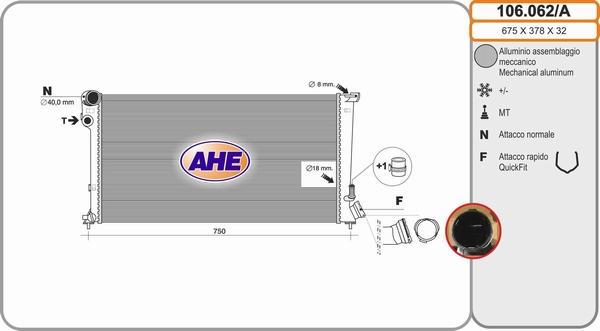 AHE 106.062/A - Radiateur, refroidissement du moteur cwaw.fr