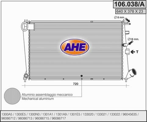 AHE 106.038/A - Radiateur, refroidissement du moteur cwaw.fr