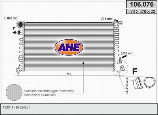 AHE 106.076 - Radiateur, refroidissement du moteur cwaw.fr