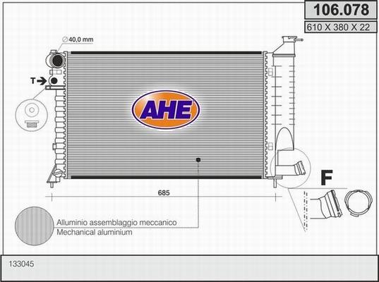 AHE 106.078 - Radiateur, refroidissement du moteur cwaw.fr