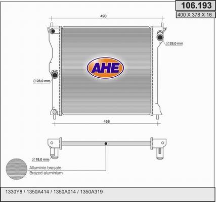 AHE 106.193 - Radiateur, refroidissement du moteur cwaw.fr