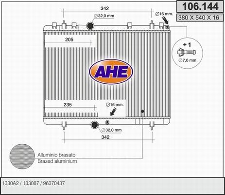 AHE 106.144 - Radiateur, refroidissement du moteur cwaw.fr