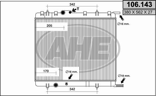 AHE 106.143 - Radiateur, refroidissement du moteur cwaw.fr