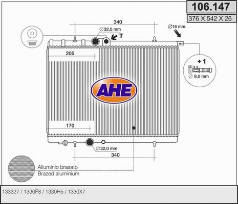 AHE 106.147 - Radiateur, refroidissement du moteur cwaw.fr