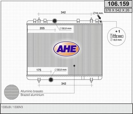 AHE 106.159 - Radiateur, refroidissement du moteur cwaw.fr