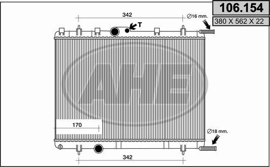 AHE 106.154 - Radiateur, refroidissement du moteur cwaw.fr