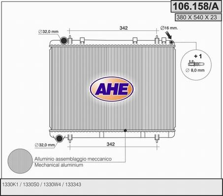 AHE 106.158/A - Radiateur, refroidissement du moteur cwaw.fr