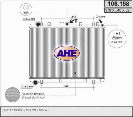 AHE 106.158 - Radiateur, refroidissement du moteur cwaw.fr