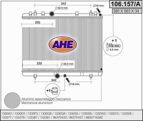 AHE 106.157/A - Radiateur, refroidissement du moteur cwaw.fr