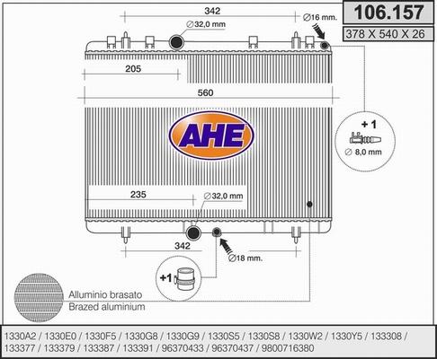 AHE 106.157 - Radiateur, refroidissement du moteur cwaw.fr