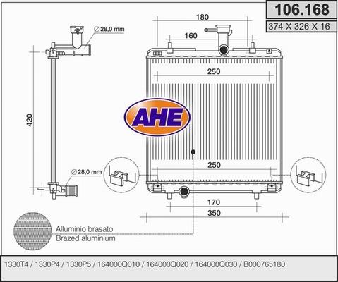 AHE 106.168 - Radiateur, refroidissement du moteur cwaw.fr