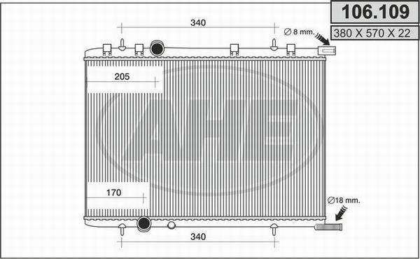 AHE 106.109 - Radiateur, refroidissement du moteur cwaw.fr