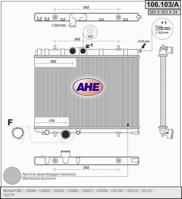 AHE 106.103/A - Radiateur, refroidissement du moteur cwaw.fr